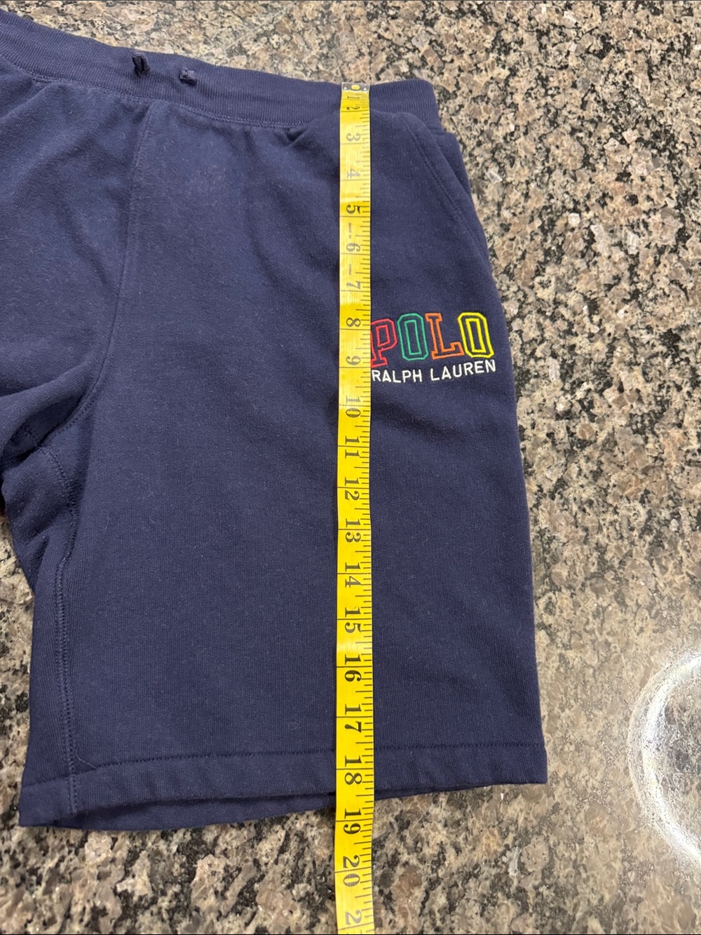 Polo by Ralph Lauren Navy Sweat Shorts with Multicolor Logo EUC XL - Picture 10 of 11